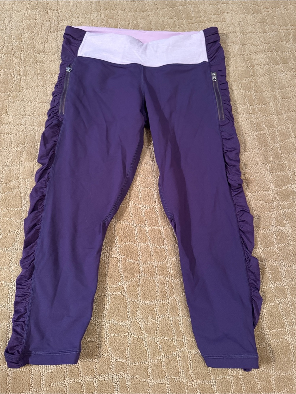 lululemon Deep Purple Quarter length Leggings with Light Lavender Waistband